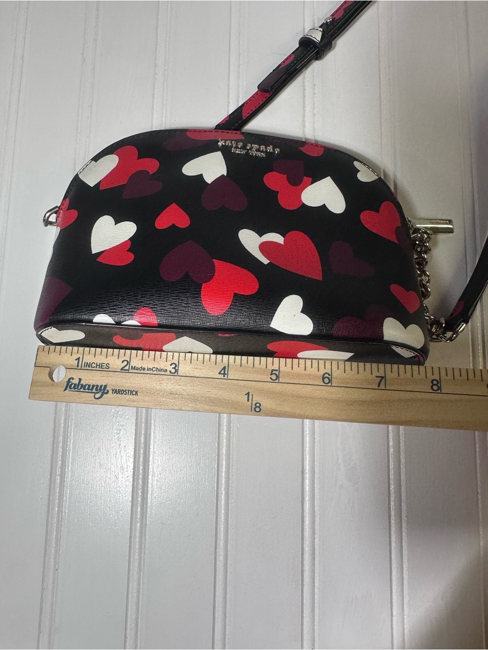 Kate Spade Spencer Celebration dome crossbody purse black with hearts - Picture 9 of 11
